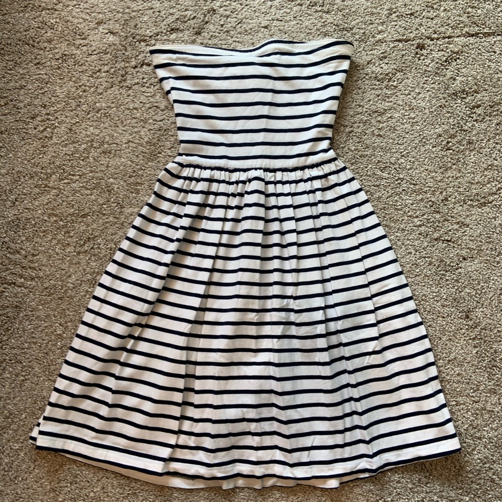 Navy and White Strapless Sundress